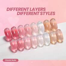 Beetles 8Pcs 8 Colors Jelly Gel Polish Set, Sheer Nude Pink Milky White Translucent Concealer Gel, UV Soak Off French Manicure Gift - 8Color Classic Jelly Nude - 查看 2