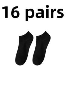 1/8/16/30 pares de calcetines de tobillo de unicolor para hombre, transpirables y absorbentes de humedad, calcetines cortos de corte bajo, calcetines básicos casuales deportivos diarios, disponibles en negro blanco y múltiples tallas - Multicolor - Ver 9