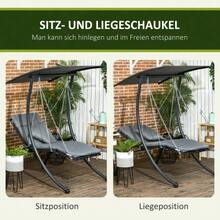 Swing Garden Swing With Cushions & Adjustable Sunshade, Dark Grey For Garden & Terrace - C - View 4
