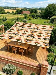 1 pieza Toldo de protección solar impermeable grueso para exteriores con patrón bohemio de flor mandala degradada verde, para jardín, patio, pérgola, playa y tienda de sombra, con cuerda gratis (marco de soporte no incluido) - Multicolor - Ver 2