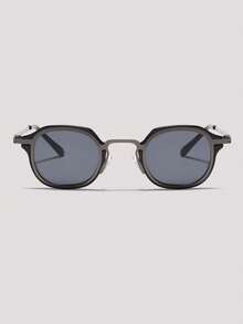 Visivana 1 pieza Gafas de marco geométrico de moda gris vintage para hombres, accesorios de ropa para uso diario al aire libre, vacaciones de verano en la playa, viajes, elegante y moderno - Gris - Ver 1