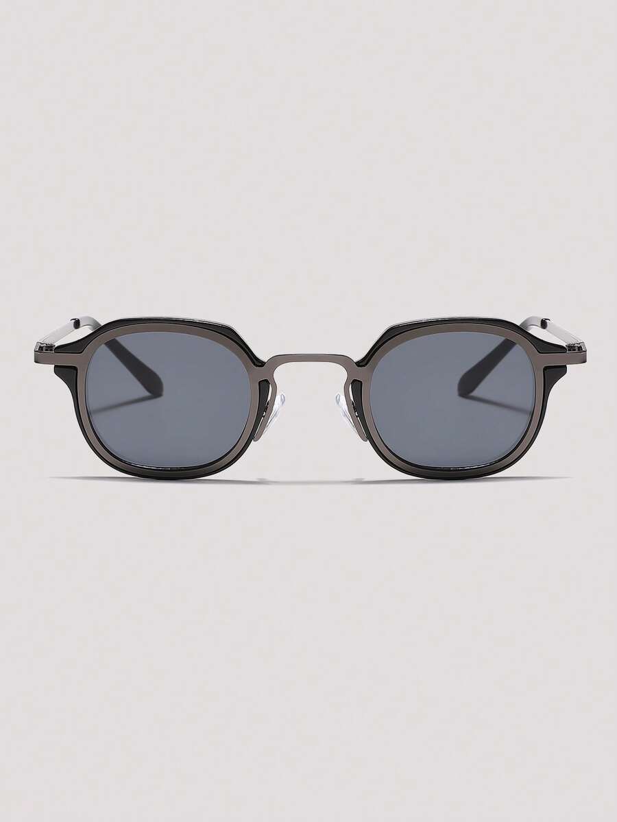 Visivana 1 pieza Gafas de marco geométrico de moda gris vintage para hombres, accesorios de ropa para uso diario al aire libre, vacaciones de verano en la playa, viajes, elegante y moderno - Gris - Ver 1