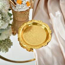 1pc 4-Inch Vintage Round Elegant Metal Tray, Snack Nut Fruit Decorative Plate, Suitable For Home Party Wedding Picnic (Not Food ) - Multicolor - View 2