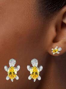 Cute Mini Turtle Earrings - Multicolor Turtle Shaped Earrings, Small Animal Style Jewelry Suitable For Girls' Daily Wear - Green - View 11