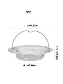 1pc/2pcs/3pcs Stainless Steel Sink Strainer With Handle, Durable Rust-Proof Mesh Filter, Easy To Clean Kitchen Sink Basket And Drain Protector, Anti-Clogging Food Debris Collector - Sink Filter - View 12