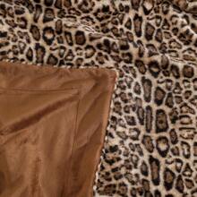 1pc Leopard Print Faux Rabbit Fur Blanket, Double Layer Warm Faux Rabbit Fur Throw, All Season Multi-Functional Blanket For Living Room, Bedroom, Sofa Decoration, Great Gift - Brown - View 11