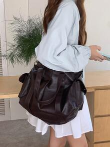 2024 Spring/Summer New Large Capacity Vintage Briefcase Women's Unique Design Shoulder Crossbody Bag - Coffee - View 2