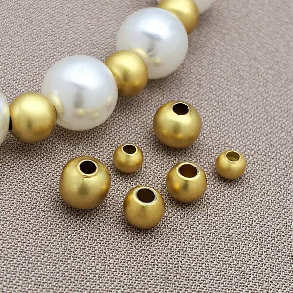 20pcs 3/4/5mm Original Frosted Brass Beads Round Ball Spacer Loose Beads For Handmade Jewelry Making DIY Accessories Beads Hat Supplies
