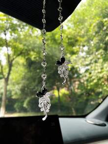 Artificial Rhinestone Flower Car Hanging Ornament, Creative Car Interior Pendant, Rearview Mirror Charm, Car Accessory - Flowers - View 1