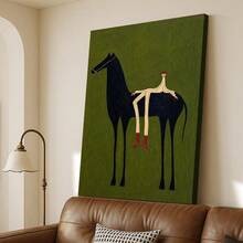 1Pc Framed Canvas Painting, Abstract Black Horse And Rider, Thickness 2.25cm/1inch High Quality Wall Art Print Poster Direct Hanging Home Decor Gifts, Living Room, Bathroom, Bedroom, Kitchen, Bar, Office, Room Decor - 多色 - 查看 8
