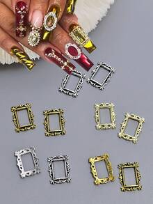 10Pcs Single Style Vintage Picture Frame Nail Charms, Gothic Alloy Baroque Nail Art Decorations, Y2K Texture Nail Gems For DIY Manicure - Multicolor - View 3