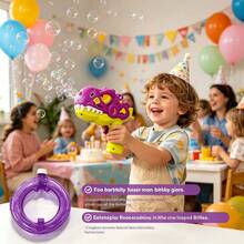 Cool T-Rex Automatic Bubble Gun, Large Capacity Ring-Shaped Leak-Proof Liquid Storage Design, One-Touch Continuous Bubble Output With Colorful Lights, Suitable For Birthday Parties, Beach Camping, Backyard Play And More, 3+ Years Old Boys And Girls, Children's Day, Christmas, 1st Birthday Gift Choice, Outdoor Parent-Child Interactive Atmosphere Toy - Multicolor - View 7