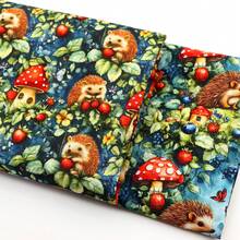Hedgehog Mushroom Pattern Quilting Fabric-57x19.68inch(145x50cm) 100% Cotton Craft Fabrics DIY Handmade Precut For Patchwork Craft - Default - View 2