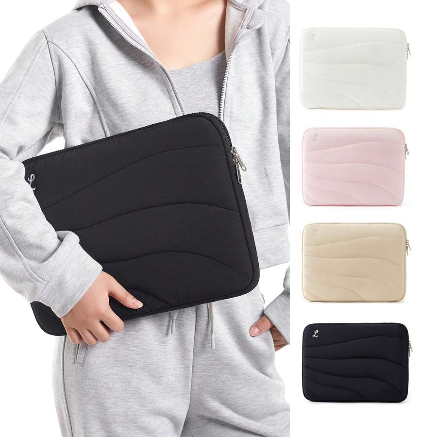 Solid Color Fluffy Laptop Bag, Compatible With MacBook 13/14 Inch, 15/15.6 Inch Laptop Inner Bag - Multicolored - View 1