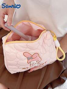 SANRIO 1 pieza Bolsa de almacenamiento de gran capacidad con licencia oficial de   , bolsa de maquillaje suave y transpirable, organizador de cosméticos multifuncional, bolsa de aseo, organizador de accesorios, bolsa de almacenamiento para viajes, adecuada para organización del hogar y viajes, estilo de dibujos animados lindo, regalo de cumpleaños y festividades para mujeres, novias, fans - Multicolor - Ver 7