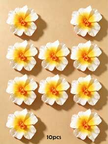 10/2pcs Yellow Hibiscus Hair Clips, Women's Beach Vacation Photo Hair Accessories, Side Hair Clips, Suitable For Daily Wear - Yellow - View 6