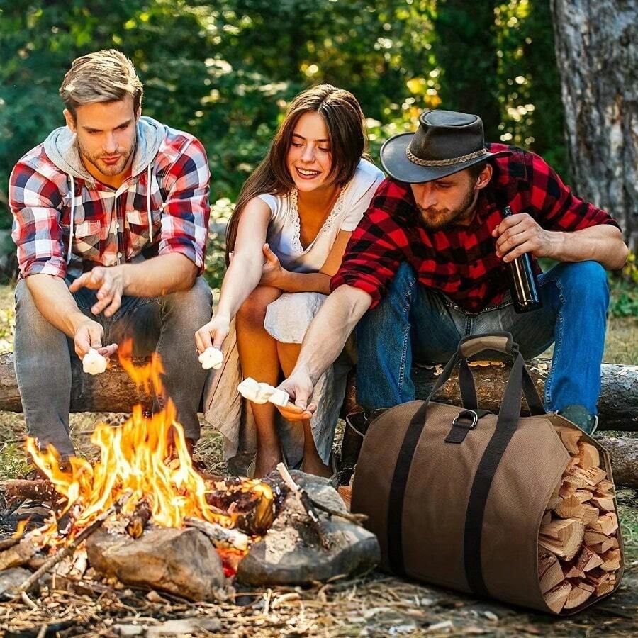 Wood Fire Logs Carrying Handbag, Wood Fire Support, Extremely Large And Durable, Most Suitable For Fireplaces, Wood Stoves, Firewood, Logs, Camping, Landscape Beautification - A - View 1
