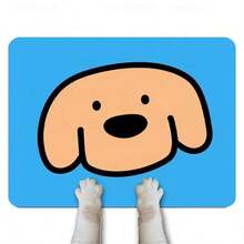 1pc Blue Background Big Head Puppy Bath Mat, Bathroom Rug, Door Mat, Small Rug, Carpet, Floor Mat, Home Decor, Area Rug, Outdoor Mat, Home Decor, Area Carpet, Bedroom Rug, Washable Carpet - Multicolor - View 5