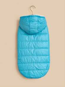 1pc Solid Color Hooded Thick Thermal Lined Warm Vest For Border Collie, Bichon, Corgi, Beagle, Small And Medium Dogs, Autumn/Winter Skiing Outfit - Blue - View 6