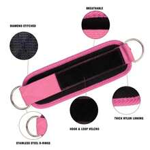 Ankle Straps With Double D-Ring For Gym Workouts Glutes Legs Strength Training Fitness Pink Black Nylon Weight Equipment Weighted Belt Support Sports Safety Abductors - Black - View 4