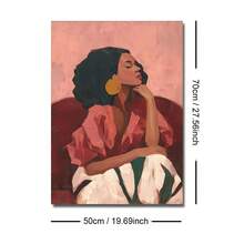 1 pièce Affiche sur canevas encadrée/non encadrée contemporaine bohème afrocentrique mode rouge sombre abstrait fille africaine féminine impression d'art mural pour couloir, entrée, décoration esthétique, peinture sur rouleau pour dortoir, salon, chambre, décoration de maison moderne - B - Voir 17