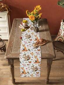 Fall Harvest Squirrel Animals Maple Leaf Table Runner Holiday Party Decor Reusable Kitchen Dining Table Runner For Farmhouse,Wedding Party,Autumn Thanksgiving Decorations - Multicolor - View 4