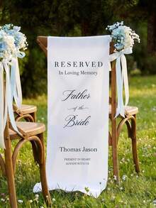 Personalized Wedding Chair Signs, Reserved Banners For Loved Ones, Memorial Signs, Ceremony Tribute, Wedding Aisle Decor, Rustic Style Decor - Multicolor - View 4