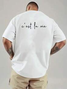This Is Life, C'est La Vie, Men's Fashion T-Shirt With Double-Sided Print, Suitable For Casual Daily Wear At Home Or For Outdoor Fitness Activities, A Stylish Top - 白色 - 查看 2