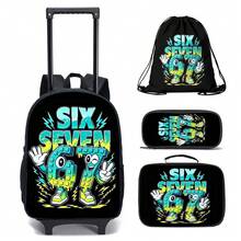 4pcs Rolling Backpack, Creative Print Backpack, Crossbody Bag, Shoulder Bag - For Image Effect Only, Not Shiny Glowing Effect - 彩色 - 查看 11