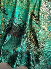 Fashionable Versatile Women's Silky Scarf, 1pc Printed Silk Scarf, Casual Polyester (Polyester) - Green - View 3