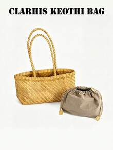 Hand-Woven Leather Shoulder Bag In Warm Pale Yellow With Sturdy Woven Strap, Neat Edge Stitching And Exquisite Woven Texture, Minimalist French Style, Suitable For Commuting And Weekend City Outings - Yellow - View 3