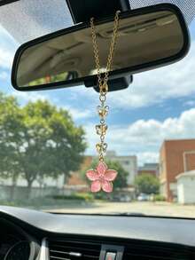 1個可愛櫻花汽車吊飾附蝴蝶吊飾，閃亮水晶後視鏡吊墜，汽車內飾裝飾配件 - 花朵蝴蝶 - 查看 4