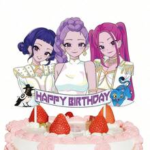 Demon-Hunting Character Cake Toppers,1pc K-POP Pattern Decor Picks, DIY Ornament For Birthday Party, Random Style - Multicolor - View 5