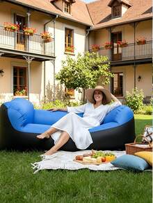 One Inflatable Sofa (Including Storage Bag), A Nap Folding Bed, Camping Lounge Chair, Wear-Resistant And Scratch-Resistant, Easy To Carry, Suitable For Pool Accessories, Camping Equipment, Garden Leisure, Inflatable Pool Supplies. - Multicolor - View 4