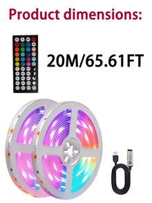 LED Light Strip, RGB Music Sync Color Changing Bluetooth LED Light Strip, With Smart APP Control Remote And Remote Control, Suitable For Room, Parts, Essentials, Atmosphere Decoration (100ft - 2 Rolls 50ft), Bedroom, TV, Room DIY (APP + Remote Control), Decorative Lighting Fixtures, Ambient Light Strip - White Plate - View 13
