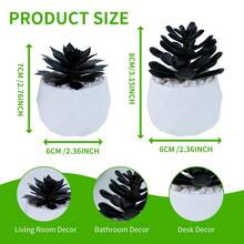 1/2pcs Halloween Miniature Potted Plants - Black Succulent Bonsai & Faux Plastic Succulent Planters (Home Decor Series) - Holiday Decorations - Black - View 5