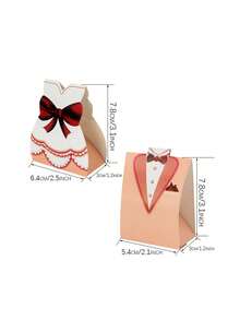 100pcs/50set Kotak Hadiah Gaun Pengantin dan Tuxedo, Kotak Permen, Desain Jas Pengantin Pria dan Wanita dari Kertas Merah Muda, Kotak Permen Paling Populer untuk Pesta Pernikahan dengan Pita, Kotak Permen Hadiah Pernikahan, Sempurna untuk Pesta Pernikahan, Ulang Tahun, Pengantin, Dekorasi Baby Shower - MultiWarna - View 10