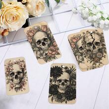 50pcs Halloween Skull Gift Tags With Hemp Rope, Dark Art Floral Skull Gift Labels, Suitable For Horror Theme Birthday Party, Gothic Style Gift Bag Labels, Sugar Skull Gift Packaging Decoration, Punk Rock Gothic Gift Packaging Decoration, Cool Birthday Party Supplies - A - View 5