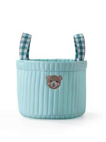 Quilted Diaper Bag Diaper Storage Bag For Boys And Girls,Embroider Bear Nappy Storage Basket,Two Size Diaper Storage Case Baby Items,NewBorn Essential - Multicolor - View 15