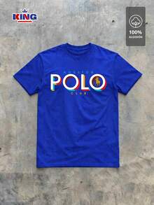 Original HPC POLO T-Shirt With Round Neck And Short Sleeves – Themed Graphic Design "HPC: Retro Typography Houston" – 100% Cotton - 藍色 - 查看 2