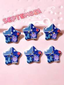 10/20/100pcs DIY Handmade Patch Flat Bottom Children's Hair Accessory Clips Cross-Border Shoe Flower Base Material Five-Pointed Star Buttons - Five-pointed Star Button - View 8