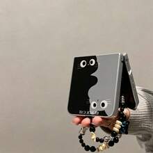 可愛黑色貓咪圖案電鍍銀手機殼，附小貓與星星珠飾鍊，防震後蓋，適用於 Galaxy ZFlip7 Flip8 Z Flip6 ZFlip 5 Zflip6 Zflip5 - 銀 - 查看 11