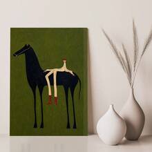 1Pc Framed Canvas Painting, Abstract Black Horse And Rider, Thickness 2.25cm/1inch High Quality Wall Art Print Poster Direct Hanging Home Decor Gifts, Living Room, Bathroom, Bedroom, Kitchen, Bar, Office, Room Decor - 多色 - 查看 7