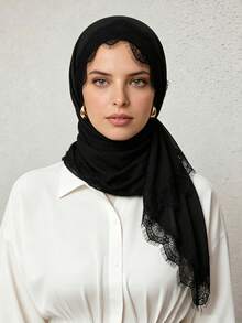 1PC/2PCS Women's Triangle Solid Color Rhinestone Headscarf, Non-Slip Islamic Solid Color Casual Underscarf, Simple Versatile, Soft Comfortable Skin-Friendly, Suitable For Daily Wear, Suitable For All Seasons - 1PC - Multicolor - View 2