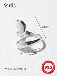 SYMFNY 1pc 925 Sterling Silver Double-Line Design Party Accessory Adjustable Ring - Style 1 - View 3