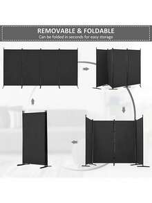 Biombo Separador Portátil Fácil Montaje 4 Paneles Moderno - beige - Ver 3