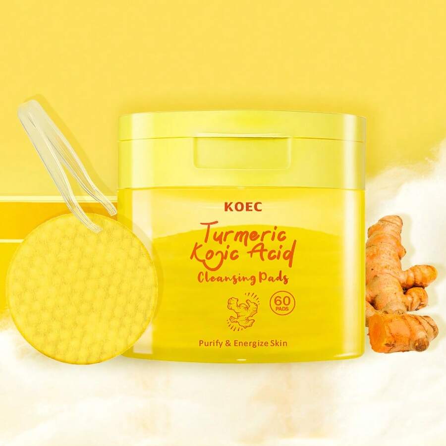 KOEC Kojic Acid 薑黃潔淨棉片，去角質控油臉部棉片，深層毛孔清潔與平衡肌膚油水，溫和適用於所有膚質