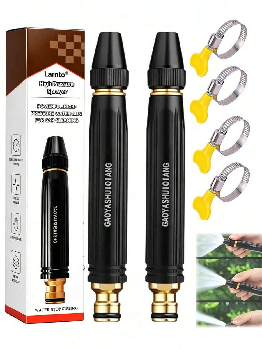 1pc 360° Rotating 3-Nozzle Sprinkler With Adjustable High-Pressure Hose And Nozzle, Suitable For Garden Watering And Car Washing. It Provides An Efficient And Comfortable User Experience, And Comes With A Pressurized Nozzle And Household Hose. It Is Also An Accessory For High-Pressure Washers.
