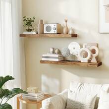 Rak Gantung Kayu Cokelat Rustic Bohemian - Rak Penyimpanan Dinding Bertema, Cocok untuk Ruang Tamu, Kamar Tidur, Rak Hemat Ruang dengan Fungsi Perakitan, Digunakan untuk Meletakkan Buku, Tanaman, Barang Dekoratif, Rak Kayu Mengapung - 1PC - View 2