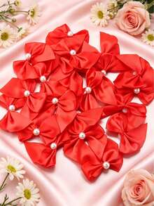 50PCS/20PCS Half-Round Patch Beads Handmade Ribbon Bows, DIY Jewelry Hair Accessories, Clothing Doll Decoration DIY Apparel Headwear Decoration Accessories - Half-circle Pearl Bow - View 30